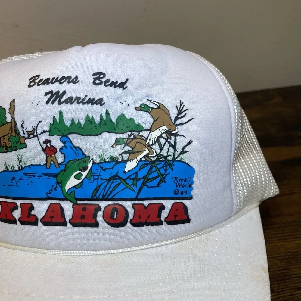 Beavers Bend Marina Oklahoma‎ Vtg 80s Fishing Trucker Foam Snapback Hat OSFM
